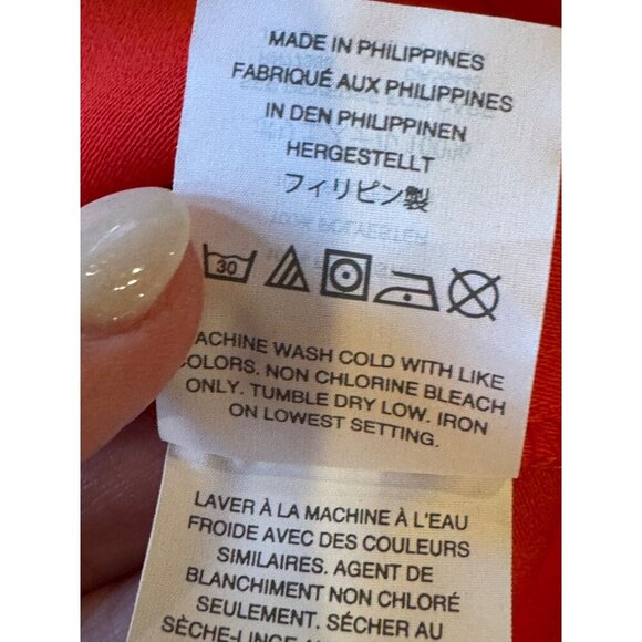 J Crew Shirt Women 00 Petite Red Crepe Lana Tiered Bell Sleeve Blouse NWT Preppy - Picture 13 of 14